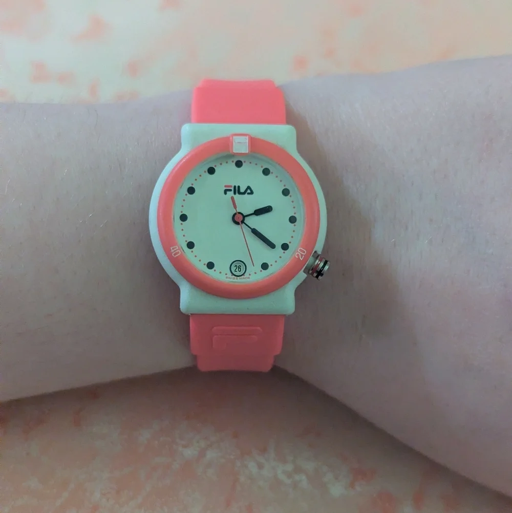 Rare 80s/90s Vintage Fila Hot Pink Waterproof Swiss Watch